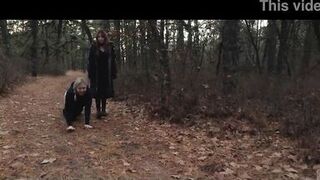 Two sick perverts take bubble butt MILF for a crawl into the woods - 9 image