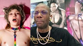 Watch two horny MILFs give petite Asian teen's bald pussy a hard pounding and facial - 2 image