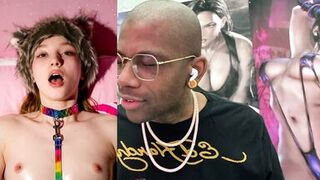 Watch two horny MILFs give petite Asian teen's bald pussy a hard pounding and facial