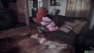 Mila Amora tied up & gagged by Jeff Gag in BDSM tape bondage - 2 image