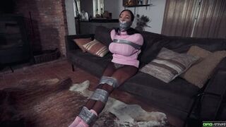 Mila Amora tied up & gagged by Jeff Gag in BDSM tape bondage - 5 image